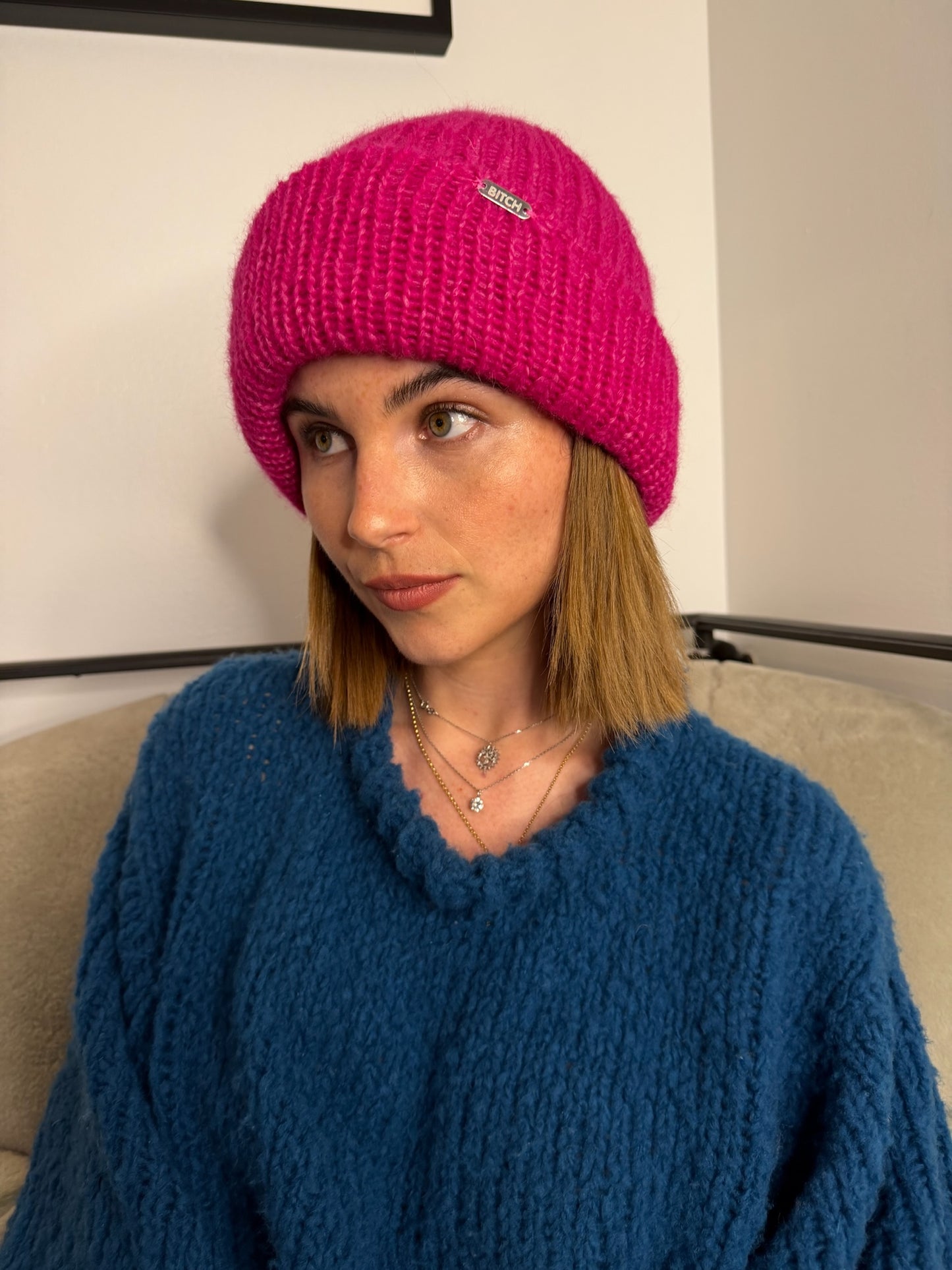 Foldover Beanie Baby Cerise